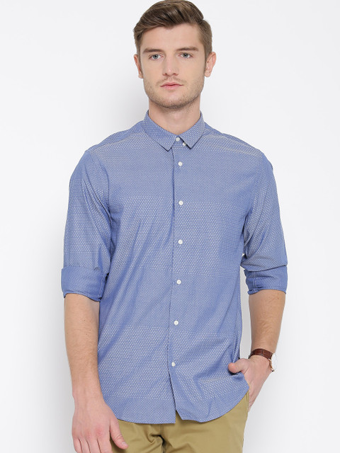 

Blackberrys Blue Patterned Slim Casual Shirt