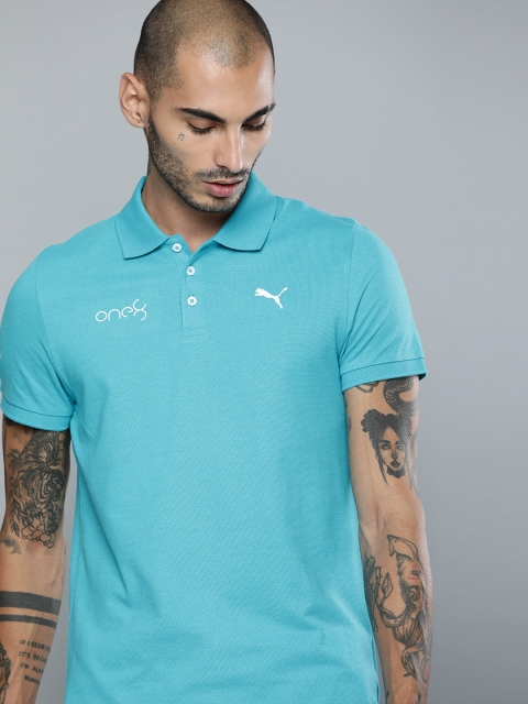 

one8 x PUMA Men Blue Printed Polo Collar T-shirt