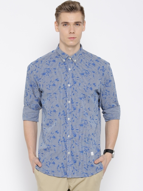 

Blackberrys Blue Checked Slim Casual Shirt