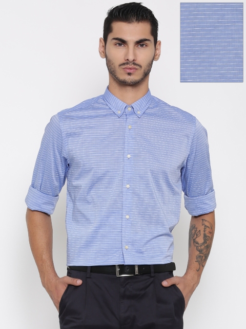 

Blackberrys Men Blue Striped Slim Formal Shirt