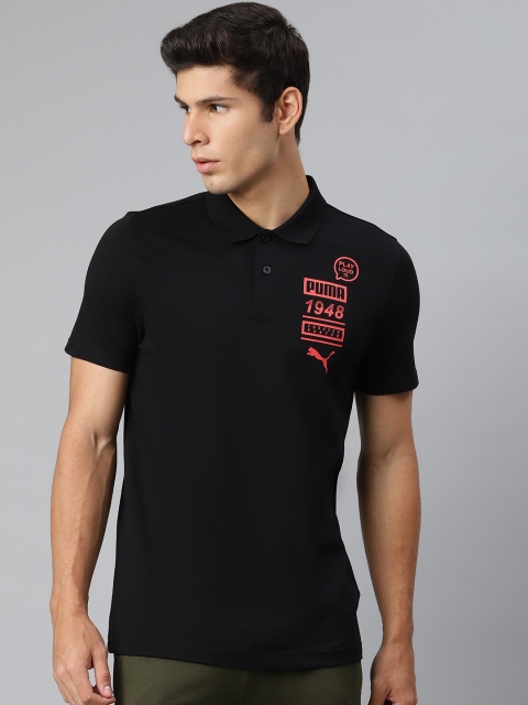 

Puma Men Black Graphic Printed Polo T-Shirt