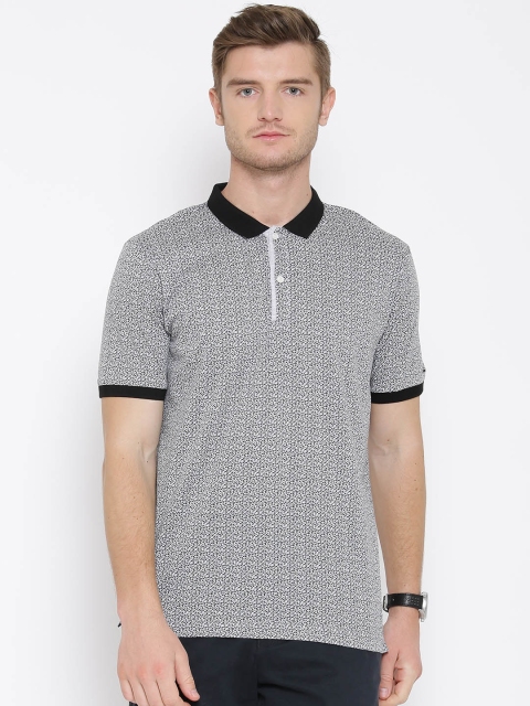 

Blackberrys Grey Melange Floral Print Polo Pure Cotton T-shirt