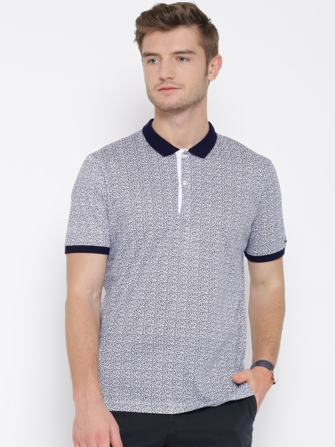 

Blackberrys White & Navy Floral Print Polo T-shirt