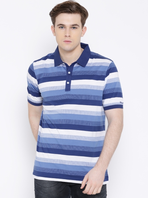 

Blackberrys Blue Striped Polo Pure Cotton T-shirt