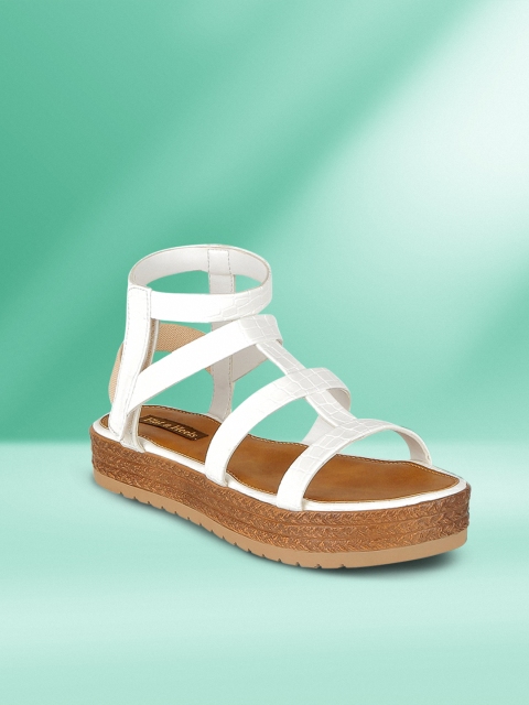 

Flat n Heels Women White Solid Gladiators