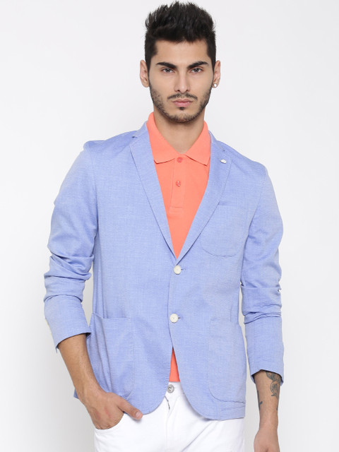 

Blackberrys Blue Single-Breasted Super Slim Unconstructed Fit Casual Blazer