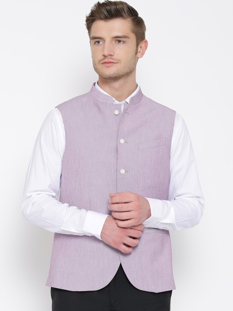 

Blackberrys Lavender Self-Striped Nehru Jacket