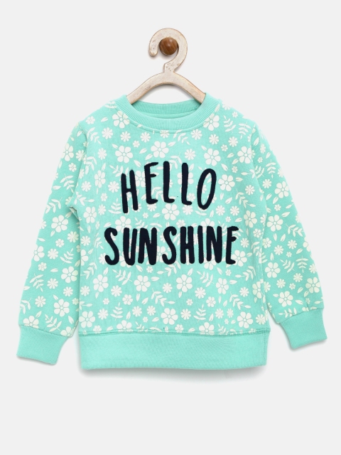

YK Girls Green & White Floral Print Sweatshirt