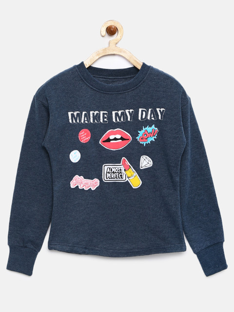 

YK Girls Blue Printed Sweatshirt