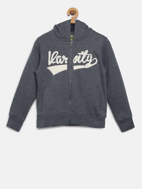 

YK Girls Grey Varsity Typography Hooded Sweatshirt, Blue