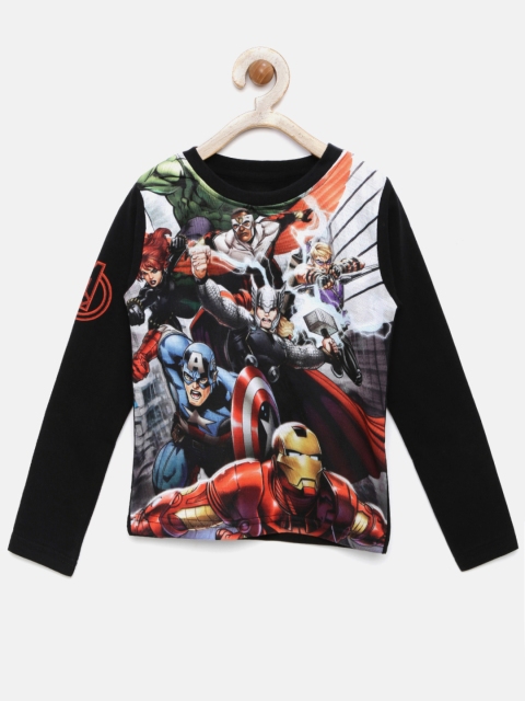 

YK Marvel Boys Black Printed Round Neck T-Shirt