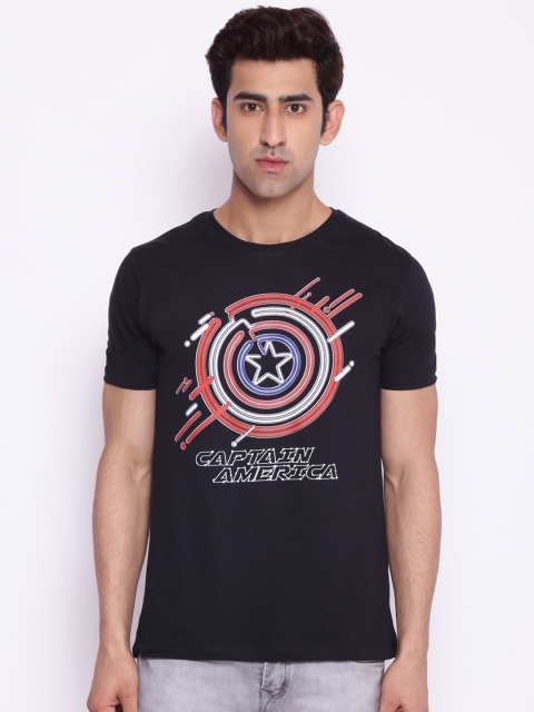 

Marvel Avengers Men White Captain America Printed Round Neck T-shirt