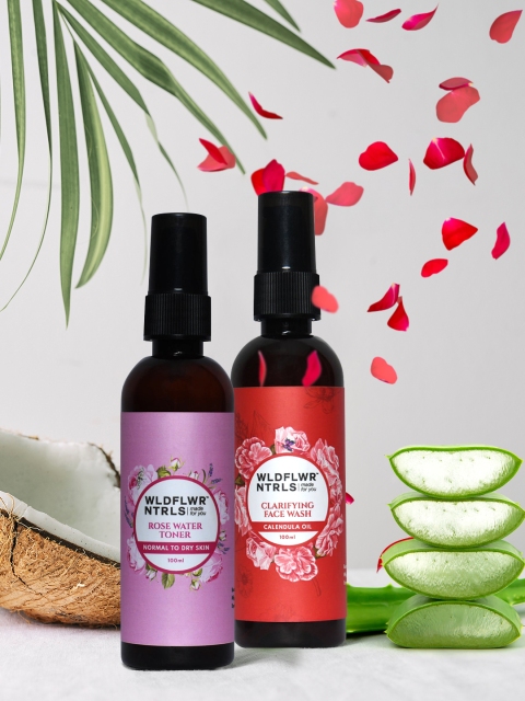 

Wildflower Naturals Unisex Set of Clarifying Face Wash & Rose Water Toner, Purple