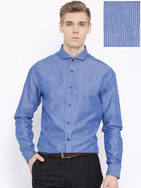 

Blackberrys Blue Striped Trim Fit Formal Shirt