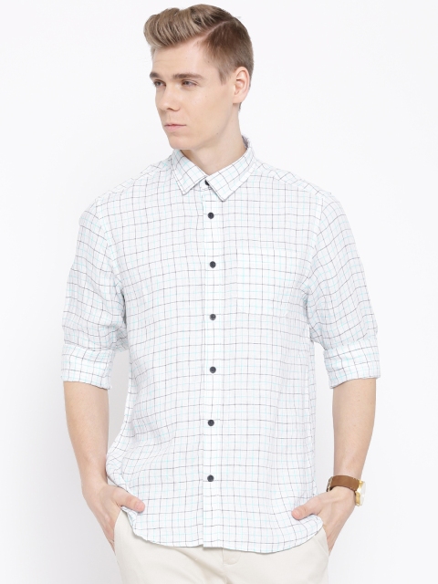 

Blackberrys Off-White Linen Checked Smart Fit Casual Shirt