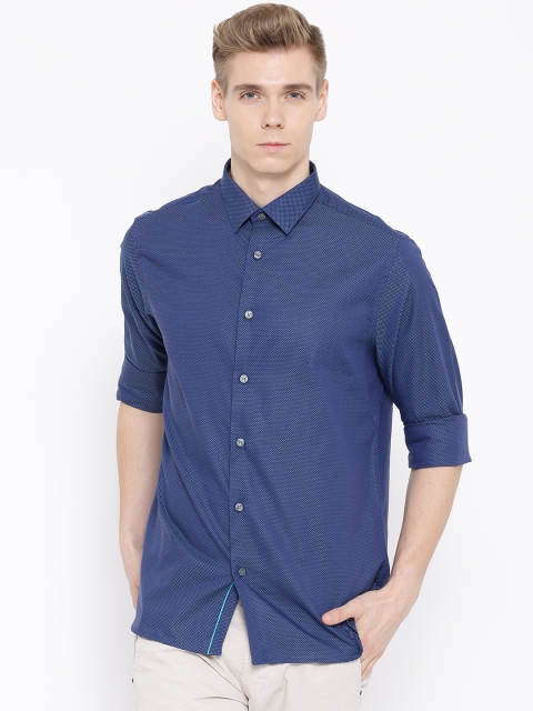 

Blackberrys Blue Patterned Slim Casual Shirt