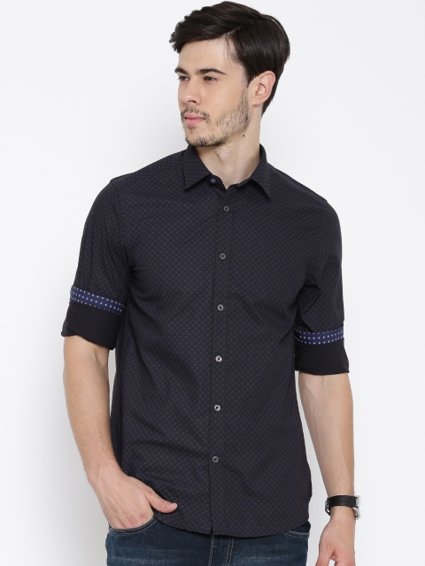 

Blackberrys Black & Purple Printed Slim Casual Shirt