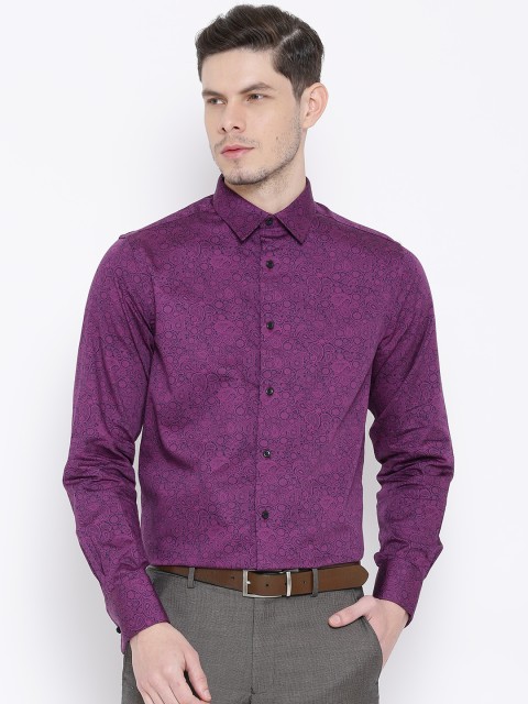 

Blackberrys Purple Paisley Print Slim Semiformal Shirt, Magenta