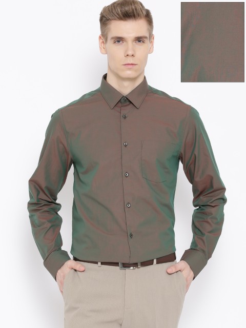 

Blackberrys Green Dual-Toned Slim Fit Formal Shirt