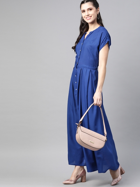 

HERE&NOW Blue Solid Maxi Dress