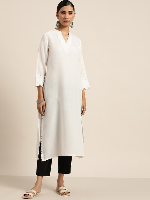 

Moda Rapido Women White Solid Kurta