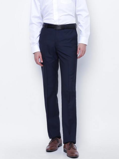 

Blackberrys Men Navy Solid Formal Trousers, Navy blue