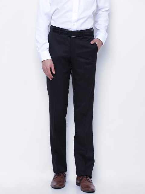 

Blackberrys Men Black Solid Formal Trousers