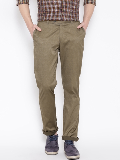 

Blackberrys Olive Brown Sharp Fit Casual Trousers