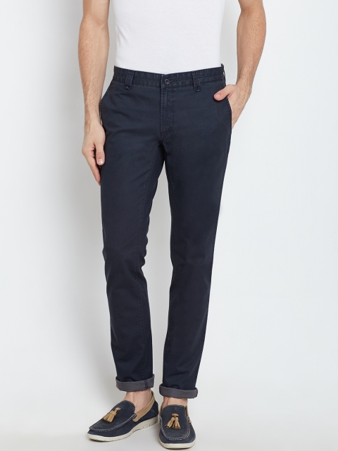 

Blackberrys Men Navy Solid Flat-Front Trousers, Navy blue