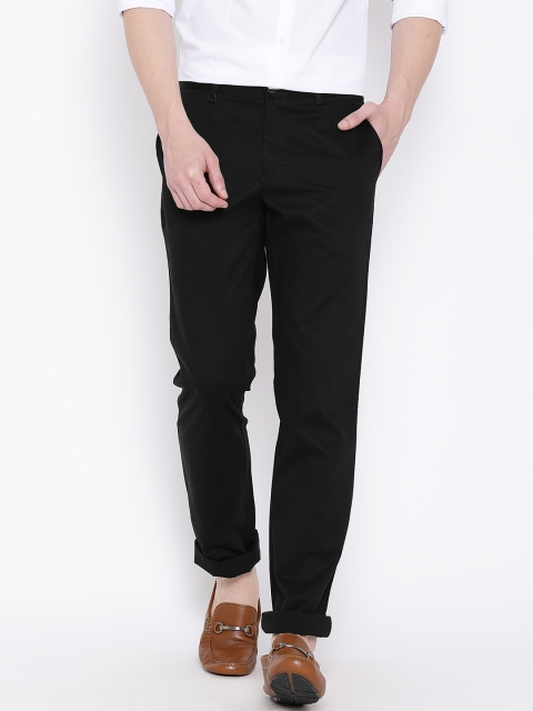 

Blackberrys Black Self-Striped B-97 Regular Fit Casual Trousers