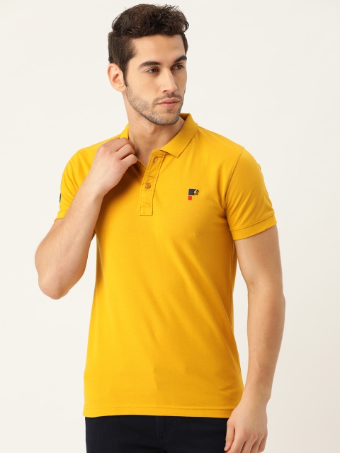 

PORTBLAIR Men Mustard Yellow Solid Polo Collar T-shirt