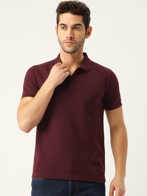 

PORTBLAIR Men Burgundy Solid Polo Collar T-shirt