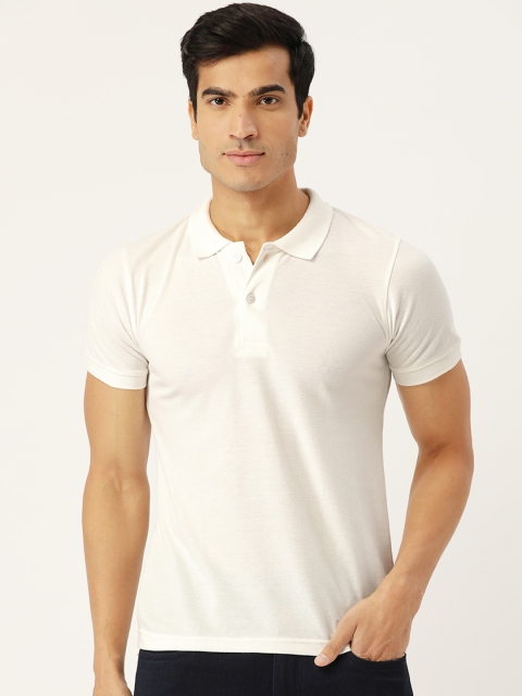 

PORTBLAIR Men White Solid Polo Collar T-shirt