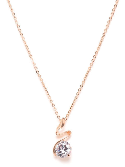 

Carlton London Rose Gold-Plated Stone Studded Minimal Design Necklace