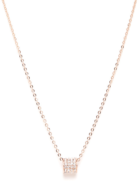 

Carlton London Rose Gold-Plated CZ-Studded Cylindical Pendant with Chain