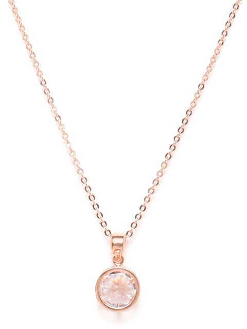 

Carlton London Rose Gold-Plated Stone-Studded Circular Pendant with Chain