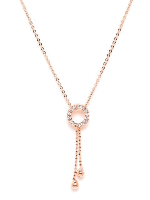 

Carlton London Rose Gold-Plated CZ Studded Minimal Circular Shaped Necklace