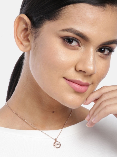 

Carlton London Rose Gold-Plated Stone Studded Minimal Design Necklace