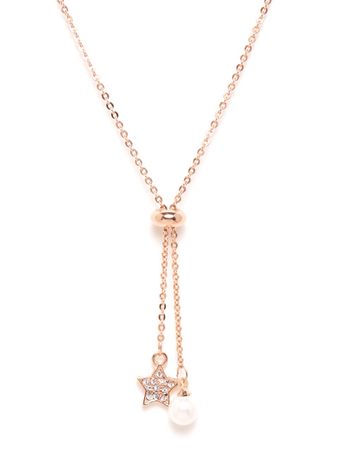 

Carlton London Rose Gold-Plated CZ-Studded Star Shaped Lariat Necklace