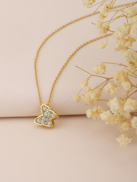 

Carlton London Rose Gold-Plated CZ-Studded Butterfly Shaped Necklace