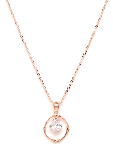 

Carlton London Rose Gold-Plated Stone Studded Minimal Design Necklace