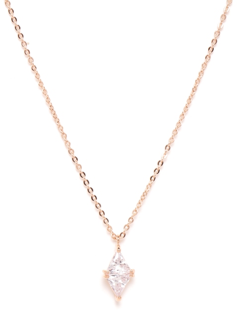

Carlton London Rose Gold-Plated Stone-Studded Diamond Shaped Necklace