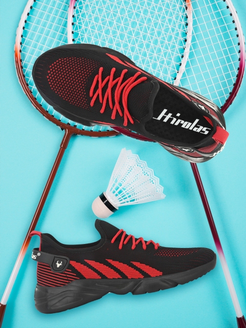 

HIROLAS Men Red Mesh Running Shoes