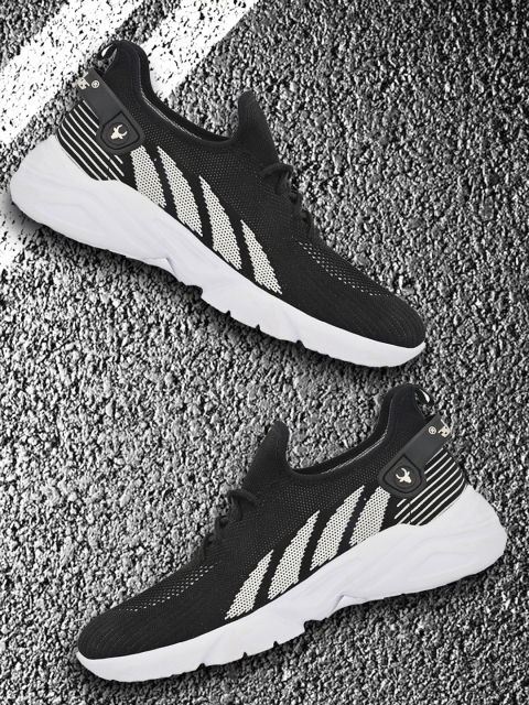 

HIROLAS Men Black & White Mesh Running Shoes