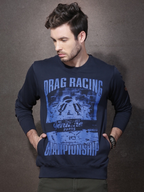 

Roadster Navy Printed Sweatshirt, Navy blue