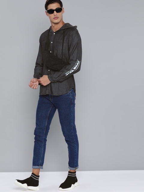 

Kook N Keech Star Wars Men Charcoal Grey Solid Hooded Casual Shirt