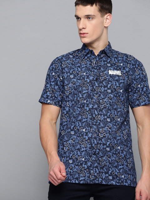 

Kook N Keech Marvel Men Blue Regular Fit Kalamkari Printed Casual Shirt