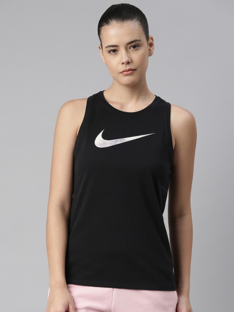 

Nike Women Black Brand Logo DRY TANK ICON CLASH Printed Tank Top