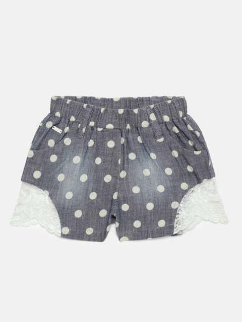 

Actuel Girls Blue Printed Regular Fit Regular Shorts With Lace Detailing