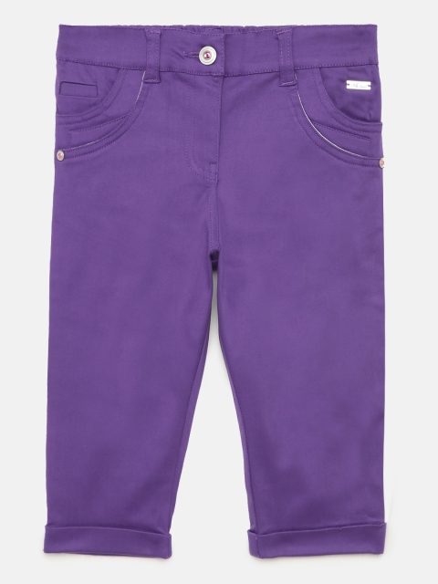 

Actuel Girls Purple Solid Regular Fit Pure Cotton Capris